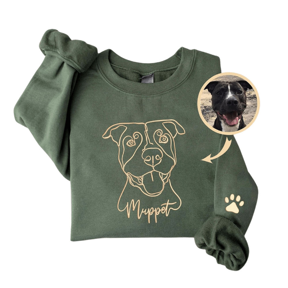 Custom One Line Art Pet Portrait Crewneck Sweatshirt