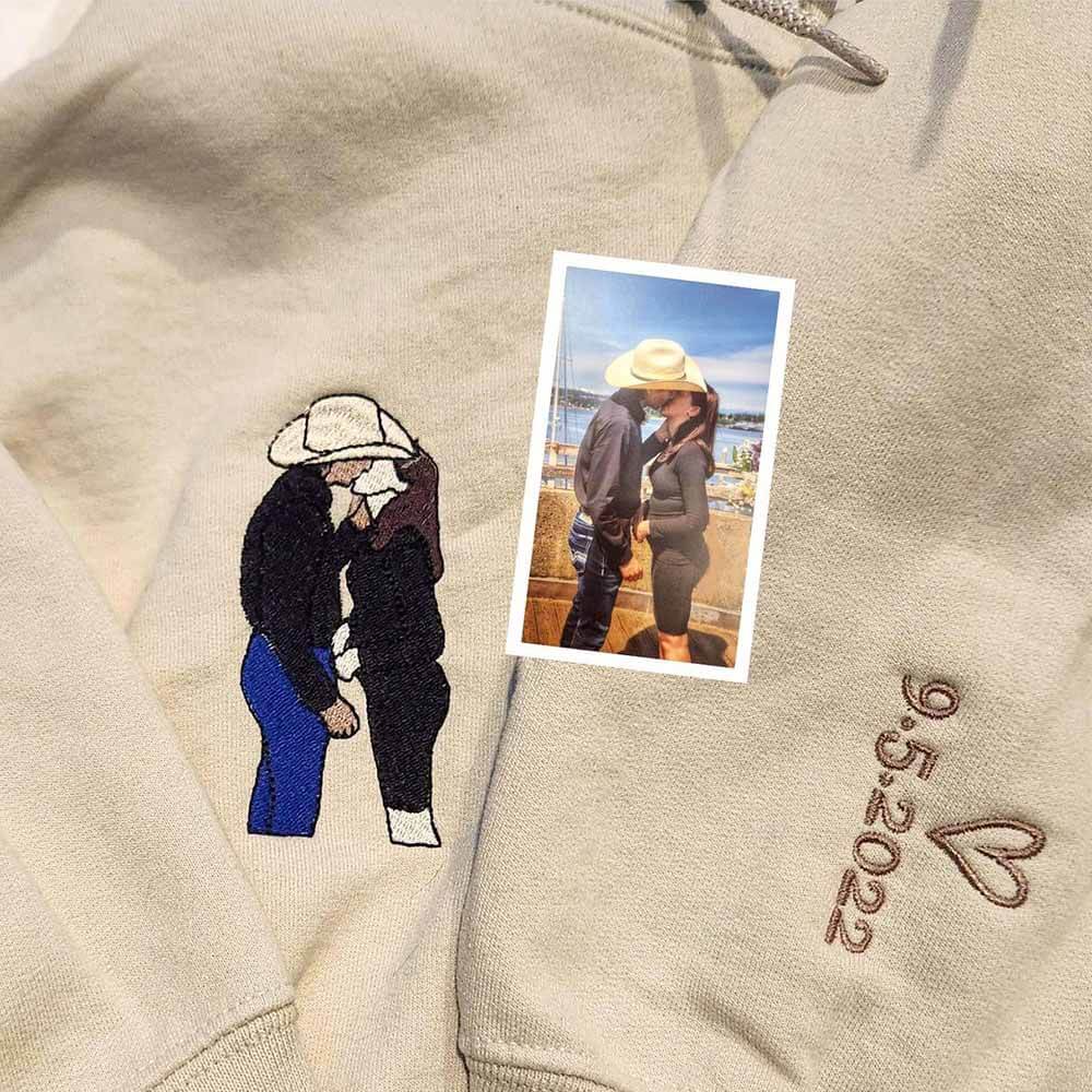 Custom Embroidered Portrait from Photo Sweatshirt