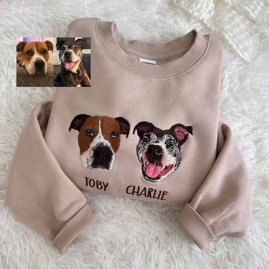 Custom Pet Portrait Embroidered Sweatshirt/Hoodie/T-shirt
