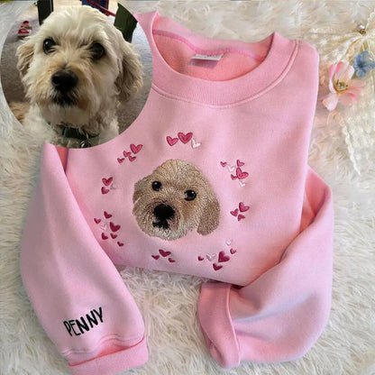 Custom Pet Portrait Embroidered Sweatshirt/Hoodie/T-shirt