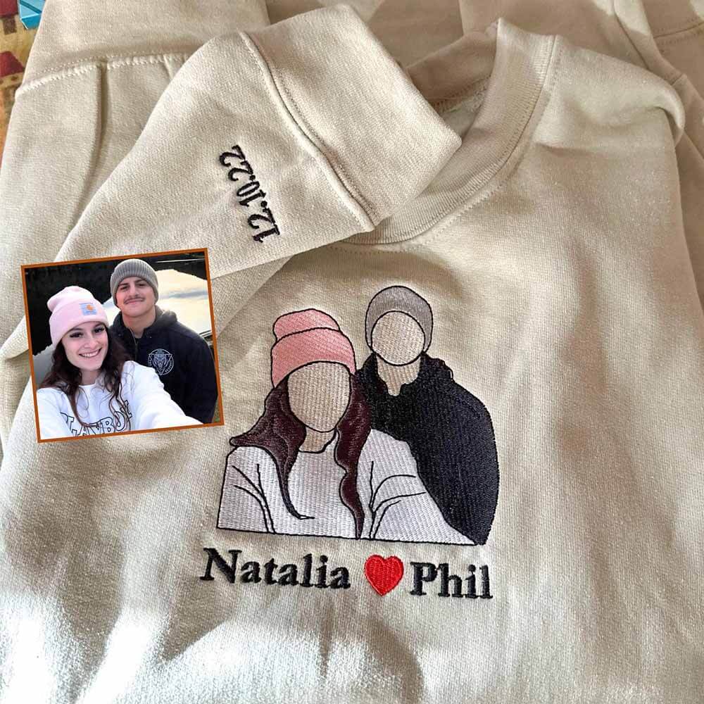 Custom Embroidered Portrait from Photo Sweatshirt