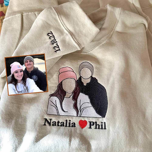 Custom Embroidered Portrait from Photo Sweatshirt