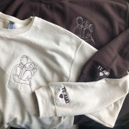 Personalized Couple Outine Portrait Sweatshirt