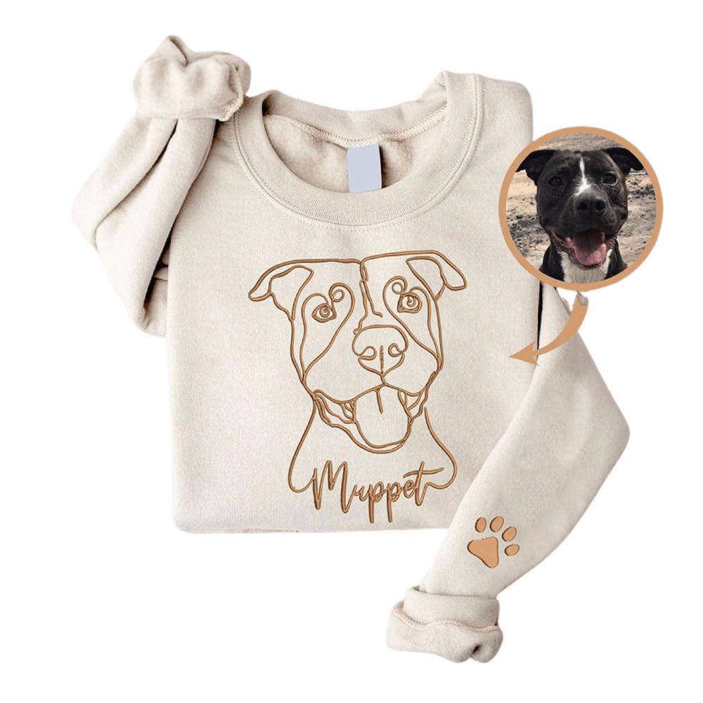 Custom One Line Art Pet Portrait Crewneck Sweatshirt