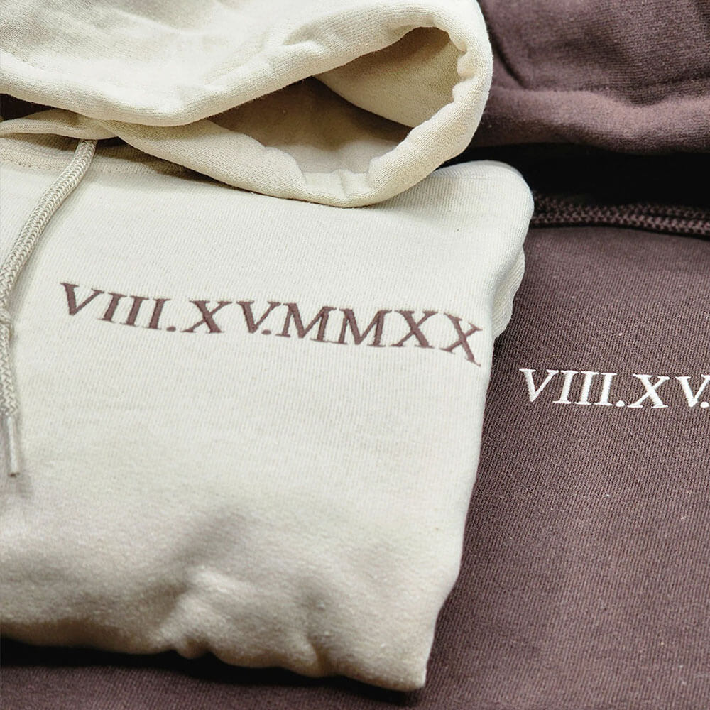 Custom Embroidered Roman Numeral Sweatshirt/Hoodie - Couples Gift
