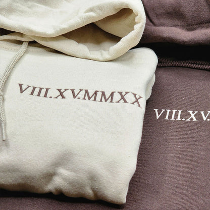 Custom Embroidered Roman Numeral Sweatshirt/Hoodie - Couples Gift