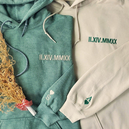 Custom Embroidered Roman Numeral Sweatshirt/Hoodie - Couples Gift