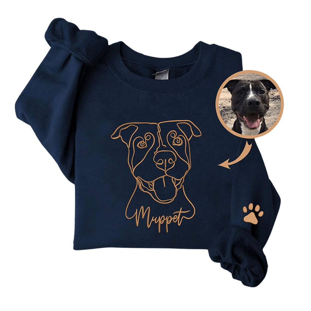 Custom One Line Art Pet Portrait Crewneck Sweatshirt