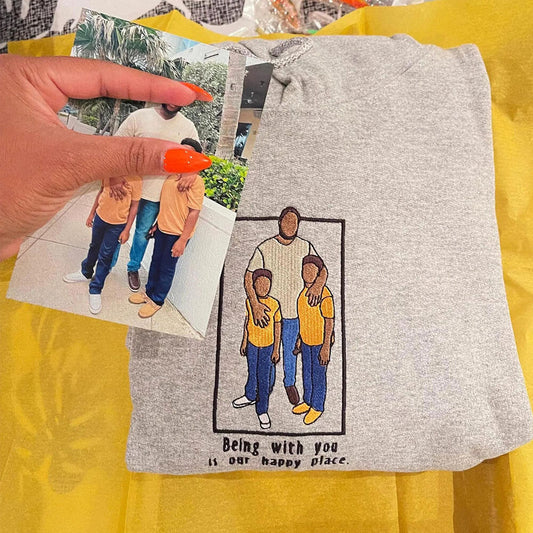 Fathers Day Embroidered Photo Portrait Sweatshirt