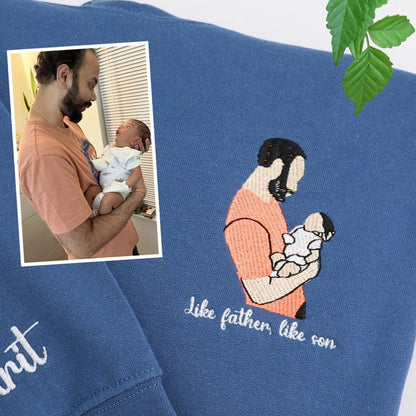 Fathers Day Embroidered Photo Portrait Sweatshirt