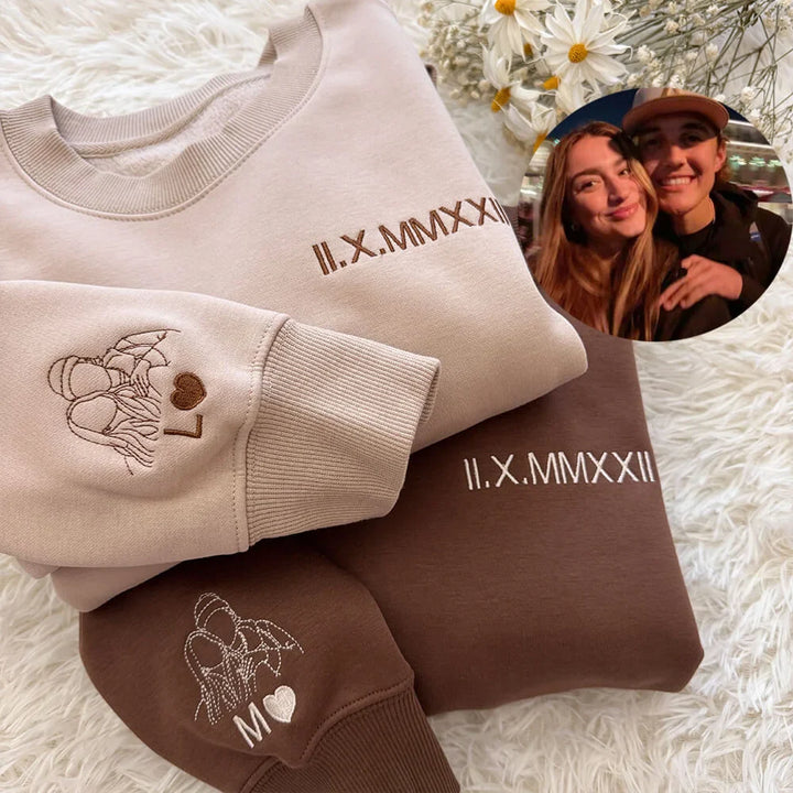Custom Embroidered Roman Numeral Sweatshirt/Hoodie - Couples Gift