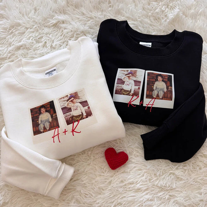 Custom Couple Childhood Photo Sweatshirt – Valentine’s Day Gift