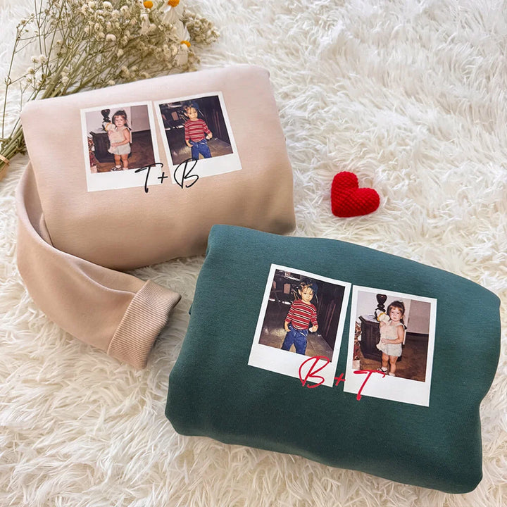 Custom Couple Childhood Photo Sweatshirt – Valentine’s Day Gift