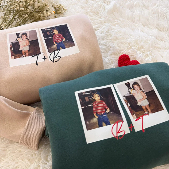 Custom Couple Childhood Photo Sweatshirt – Valentine’s Day Gift