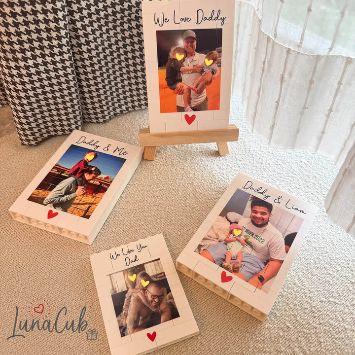 Custom Daddy &amp; Me Photo Block – Personalized Foldable Memory Gift for Dad