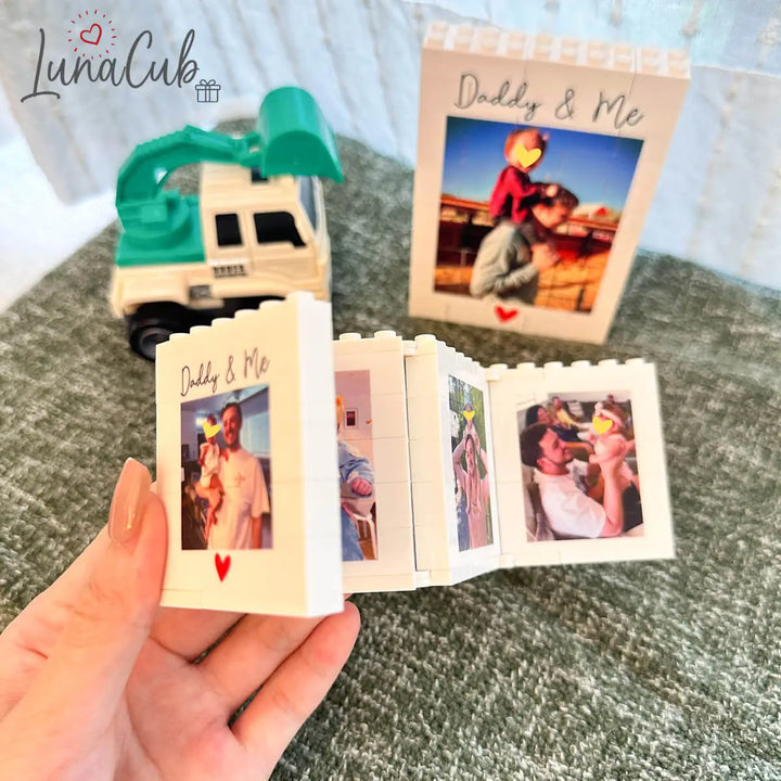 Custom Daddy &amp; Me Photo Block – Personalized Foldable Memory Gift for Dad