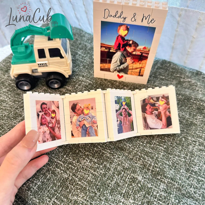 Custom Daddy &amp; Me Photo Block – Personalized Foldable Memory Gift for Dad