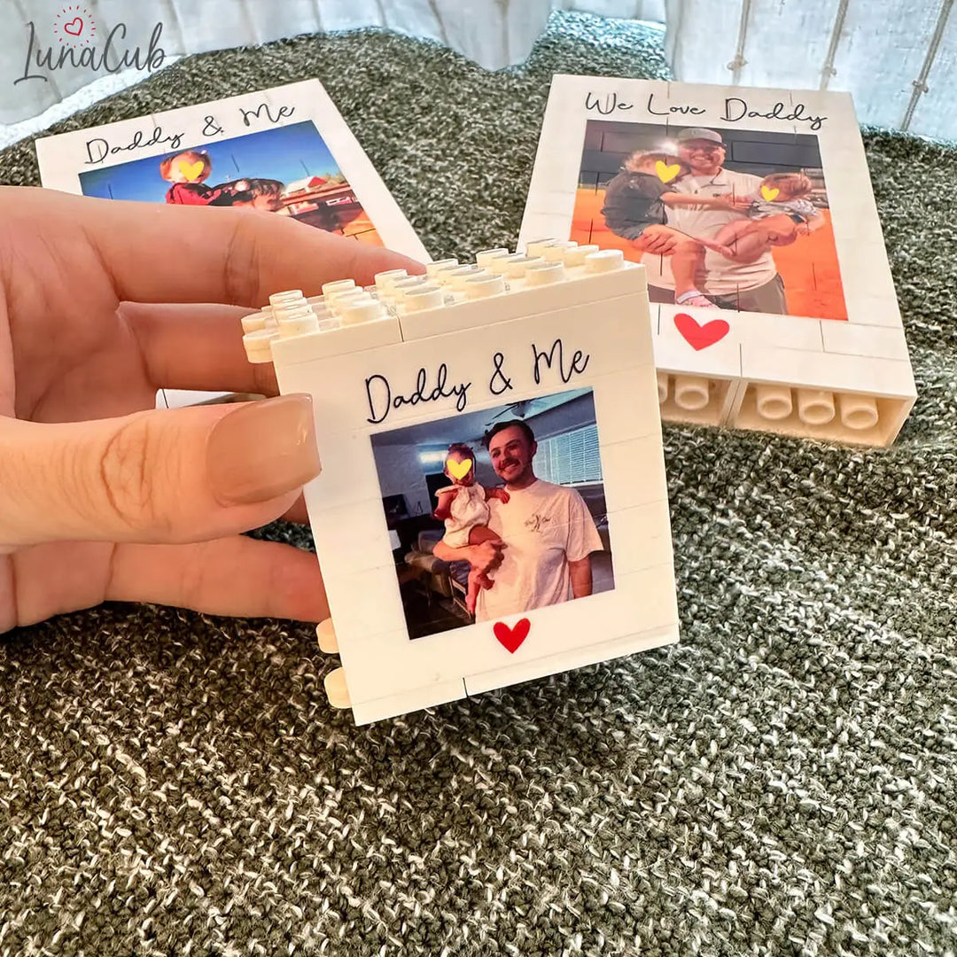 Custom Daddy &amp; Me Photo Block – Personalized Foldable Memory Gift for Dad