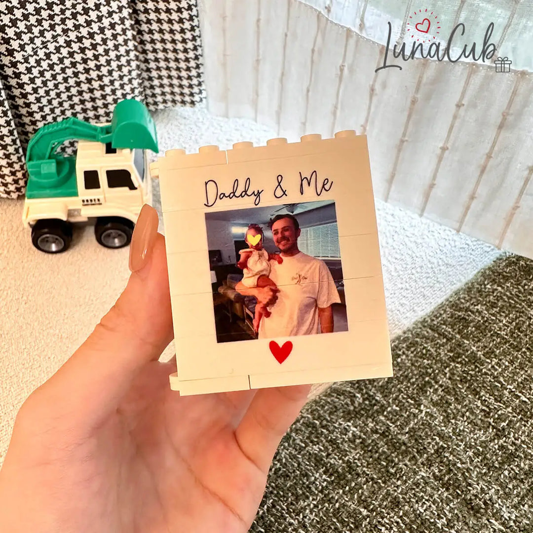 Custom Daddy &amp; Me Photo Block – Personalized Foldable Memory Gift for Dad