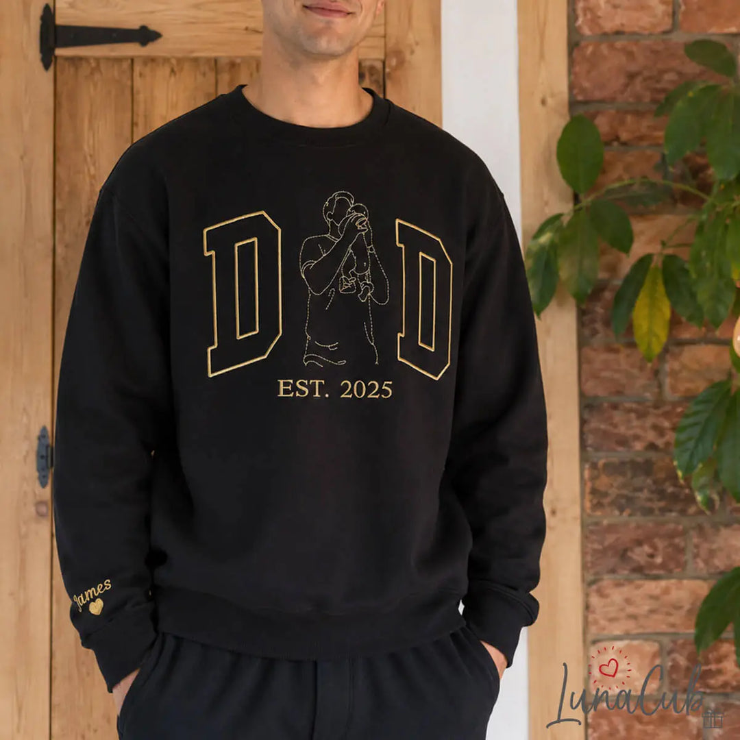 Custom Embroidered DAD Portrait Sweatshirt Father&
