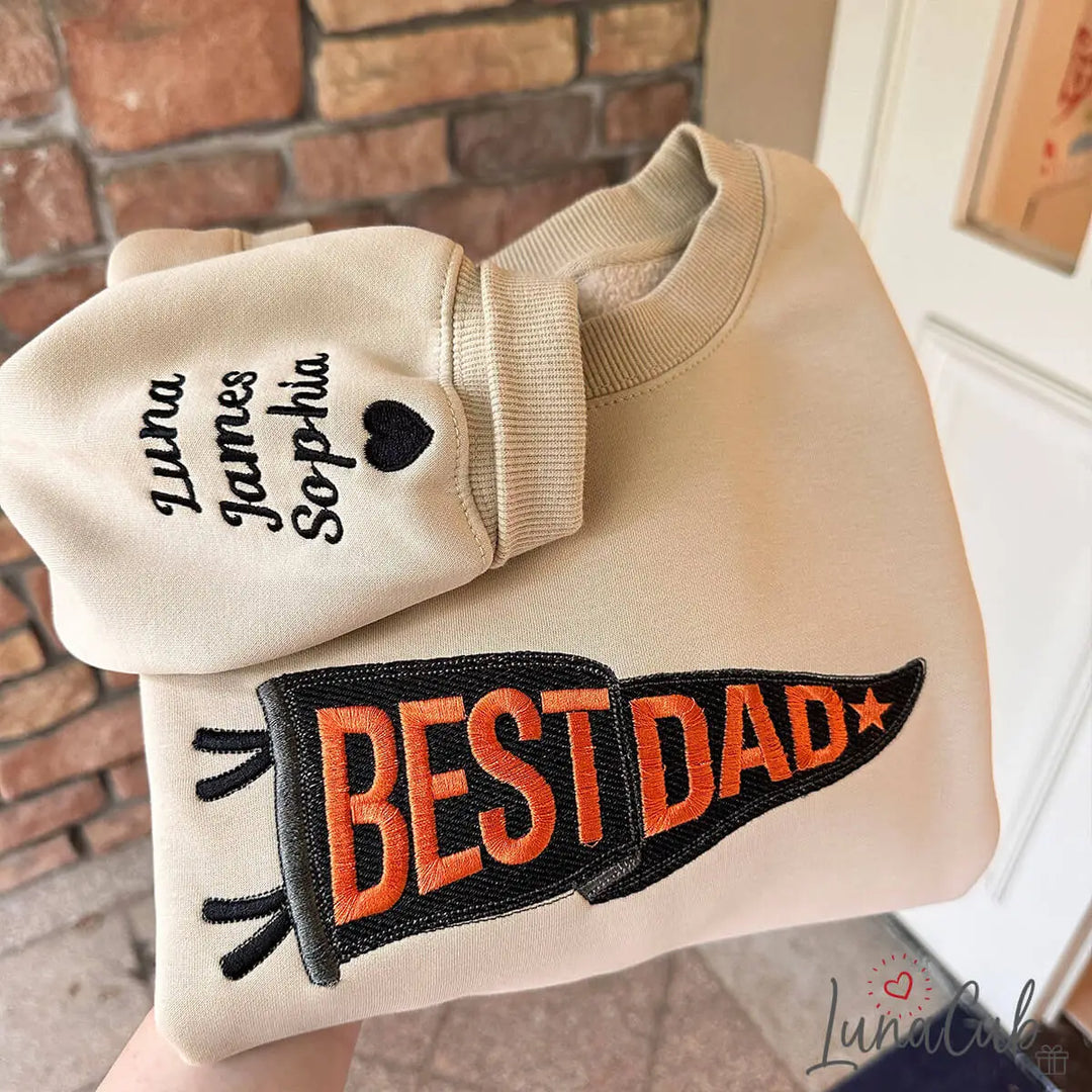 Custom Embroidered Dad Pennant Sweatshirt – Personalized Father’s Day Gift