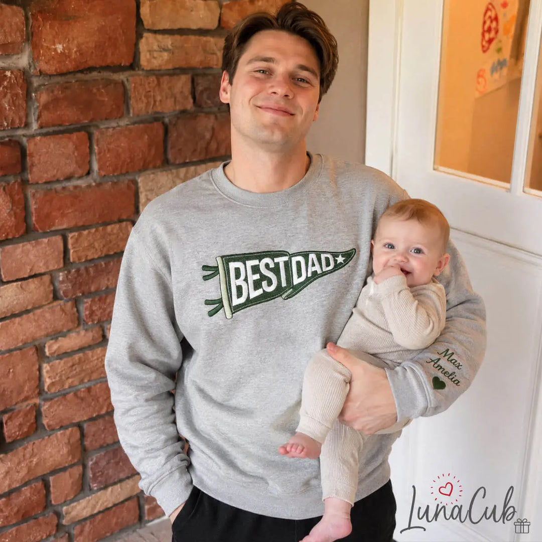 Custom Embroidered Dad Pennant Sweatshirt – Personalized Father’s Day Gift
