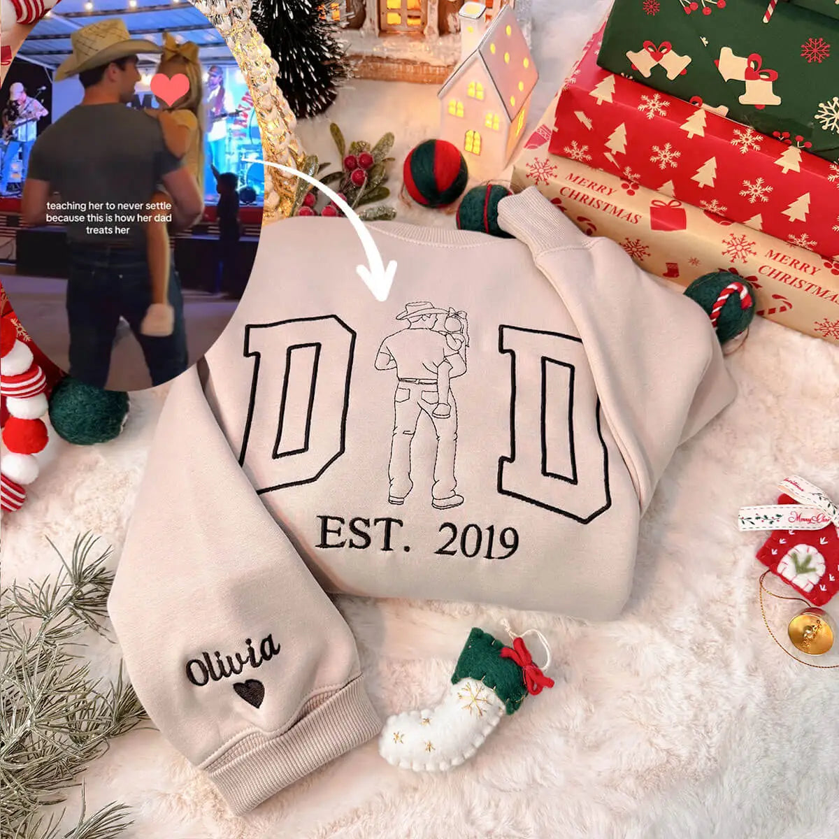 Custom Embroidered DAD Portrait Sweatshirt|20% OFF the 2nd