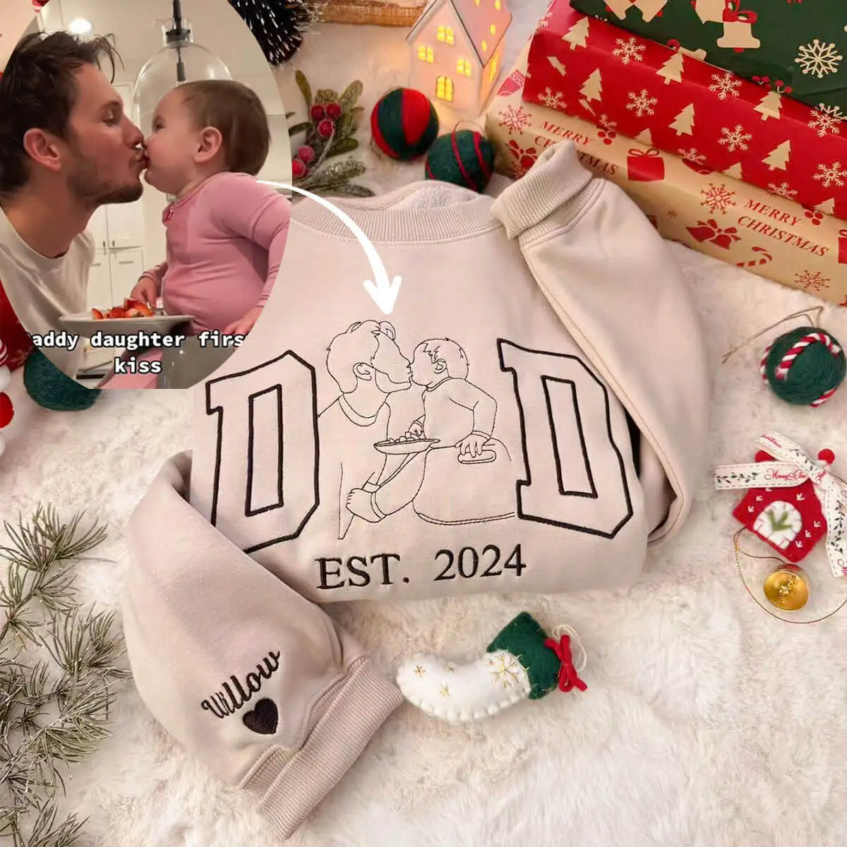 Custom Embroidered DAD Portrait Sweatshirt|20% OFF the 2nd