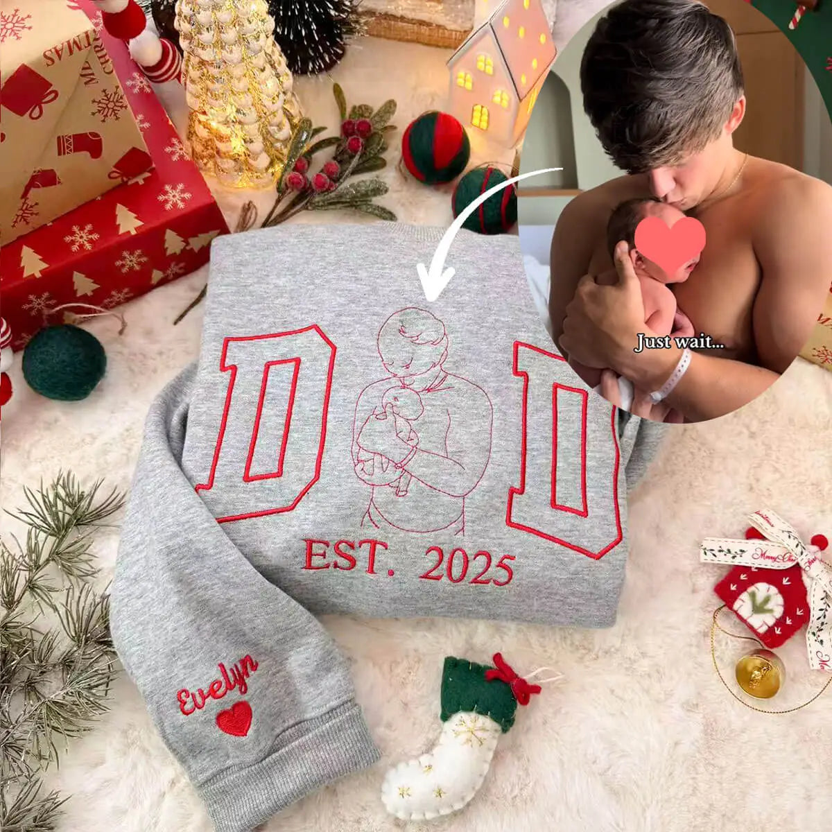 Custom Embroidered DAD Portrait Sweatshirt|20% OFF the 2nd