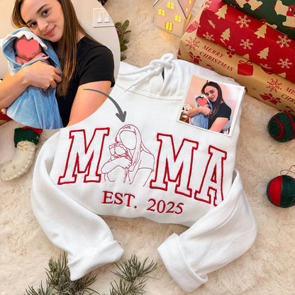 Custom Embroidered Mama Portrait Sweatshirt-The 2nd 20% OFF