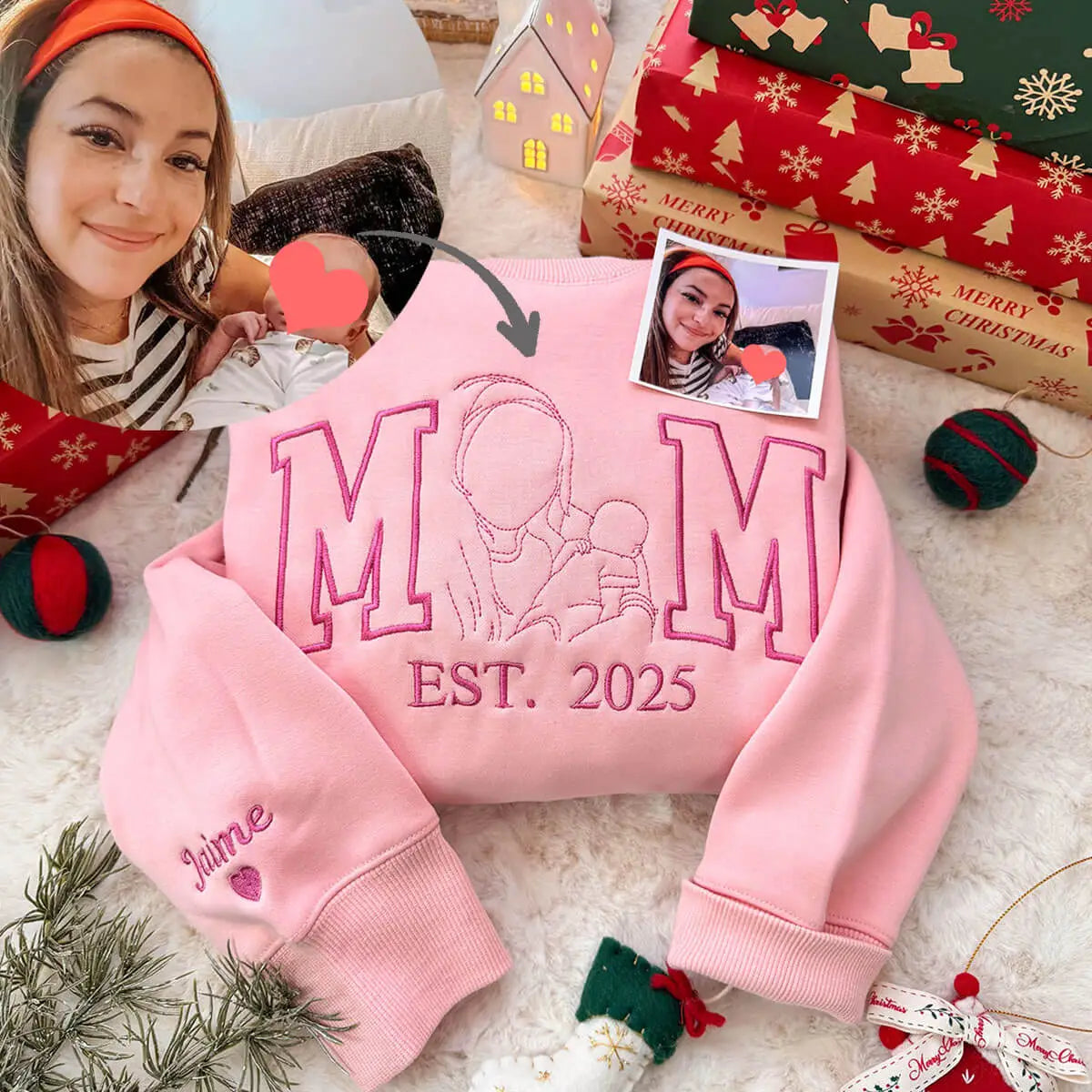 Custom Embroidered Mama Portrait Sweatshirt-The 2nd 20% OFF