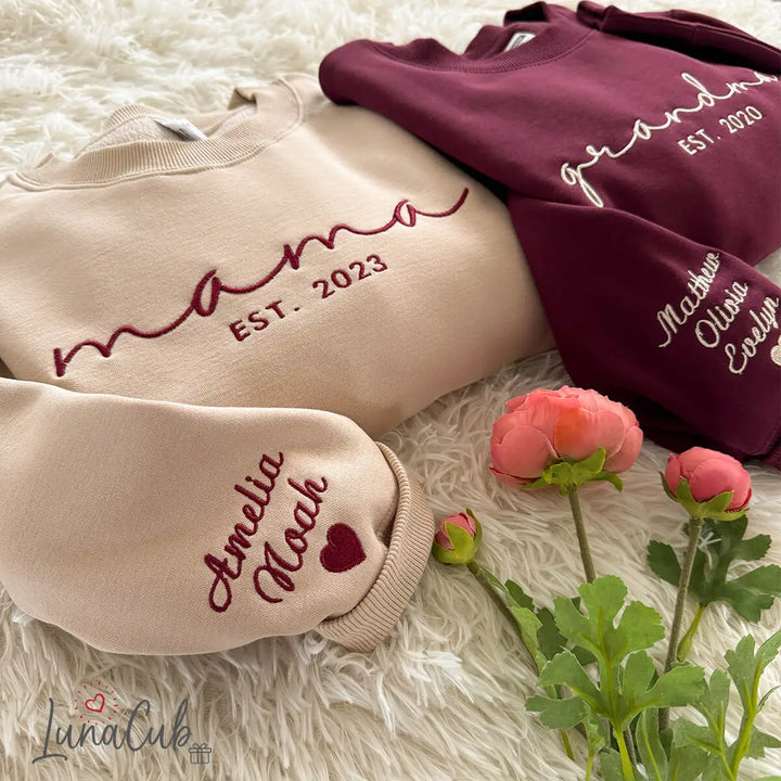 Custom Embroidered Mama Sweatshirt/Hoodie-2026 Mother&