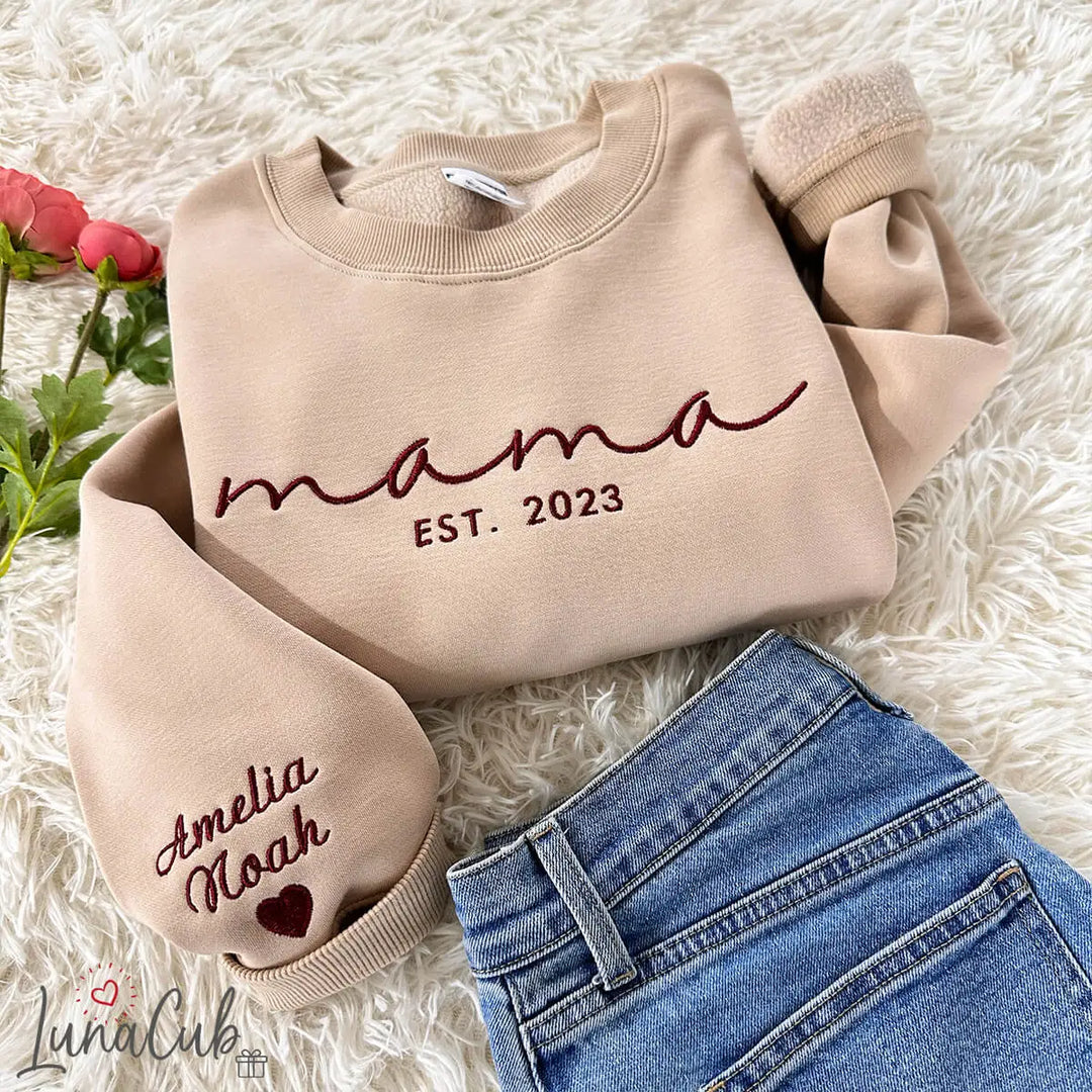 Custom Embroidered Mama Sweatshirt/Hoodie-2026 Mother&