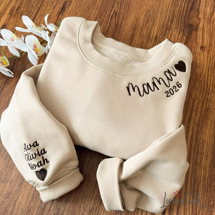 Custom Neckline Embroidered MAMA Sweatshirt | Mother’s Day Gift