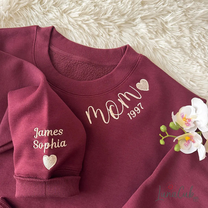Custom Neckline Embroidered MAMA Sweatshirt | Mother’s Day Gift