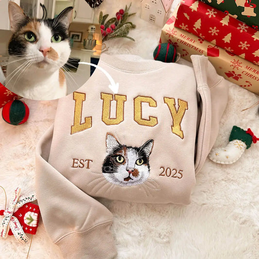 Custom Pet Portrait Embroidered Sweatshirt/T-shirt-The 2nd 20% OFF(any style)