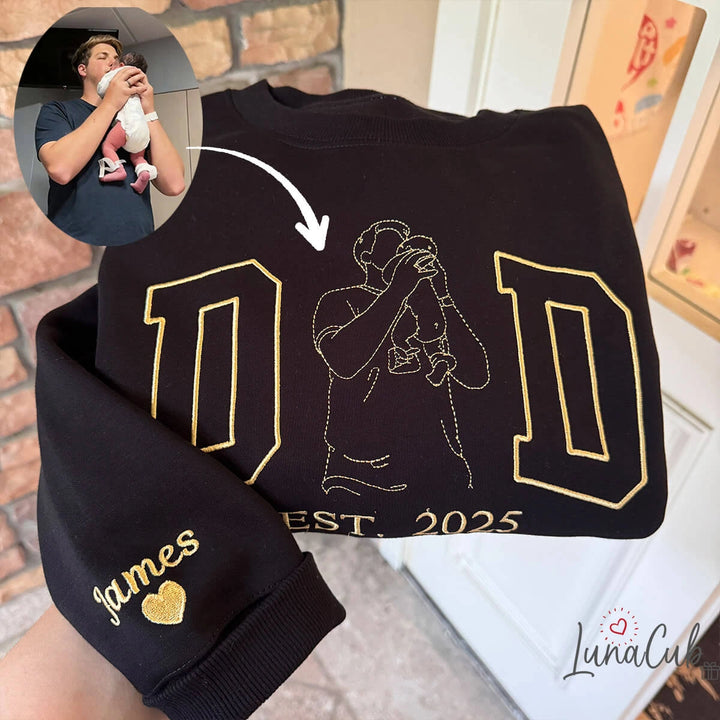 Custom Embroidered DAD Portrait Sweatshirt Father&