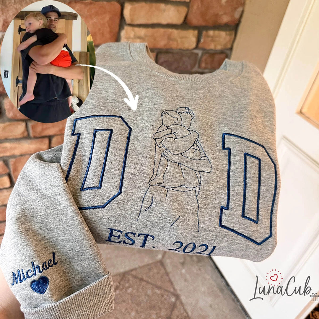 Custom Embroidered DAD Portrait Sweatshirt Father&