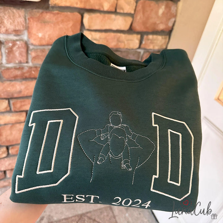 Custom Embroidered DAD Portrait Sweatshirt Father&