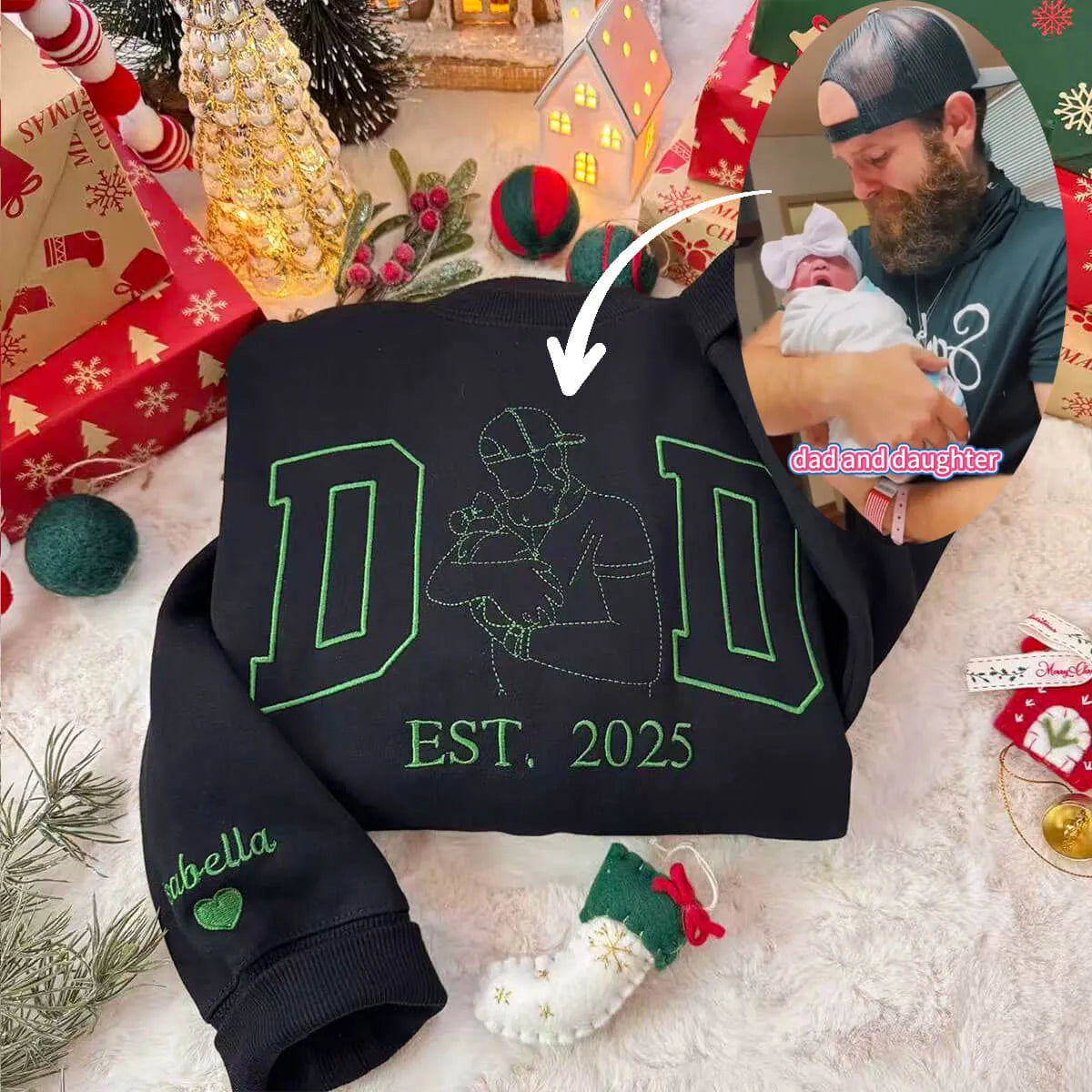 Custom Embroidered DAD Portrait Sweatshirt|20% OFF the 2nd