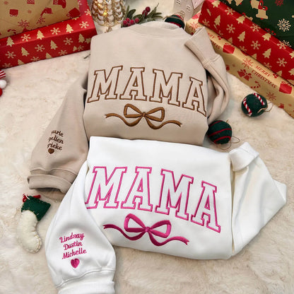 Custom Embroidered Mama Bow Sweatshirt-The 2nd 20% OFF