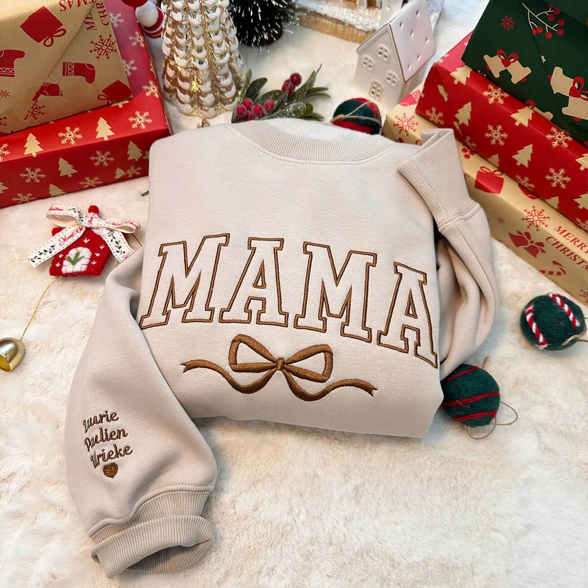 Custom Embroidered Mama Bow Sweatshirt-The 2nd 20% OFF