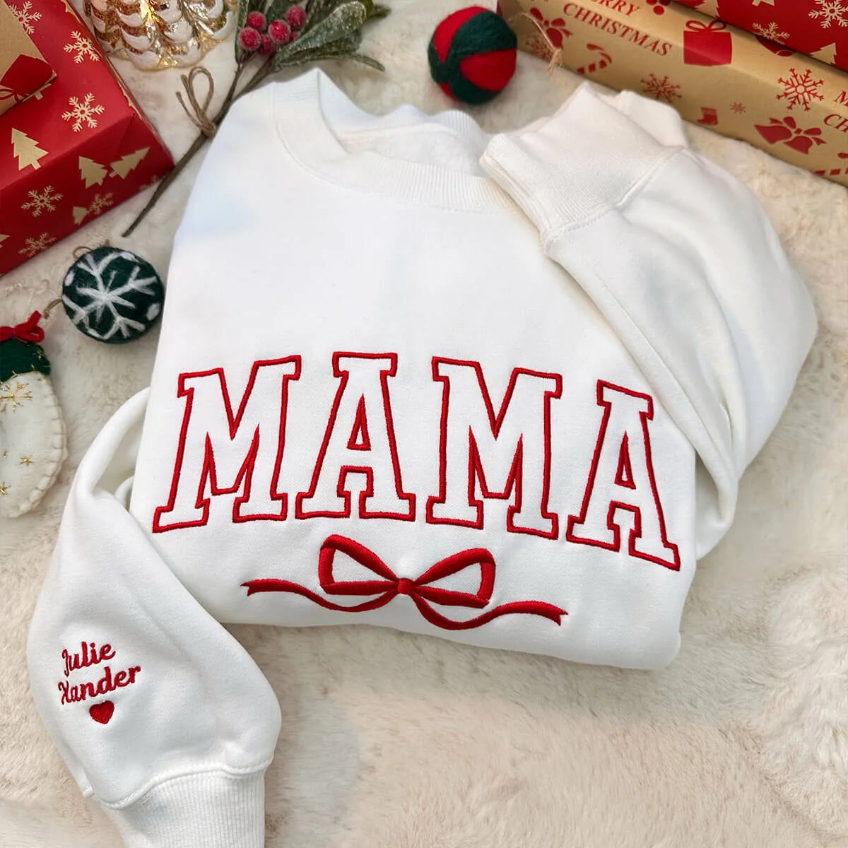 Custom Embroidered Mama Bow Sweatshirt-The 2nd 20% OFF