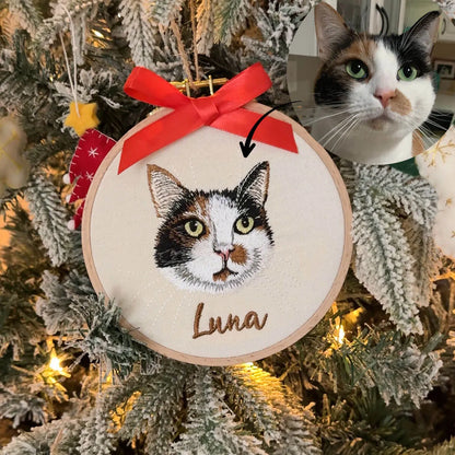 Embroidered Custom Pet Portrait Ornament-Pet Lover Christmas Gift
