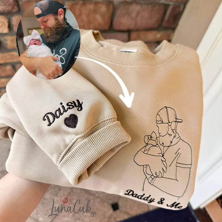 Custom Portrait Embroidered Sweatshirt – Personalized Father’s Day Gift for Dad