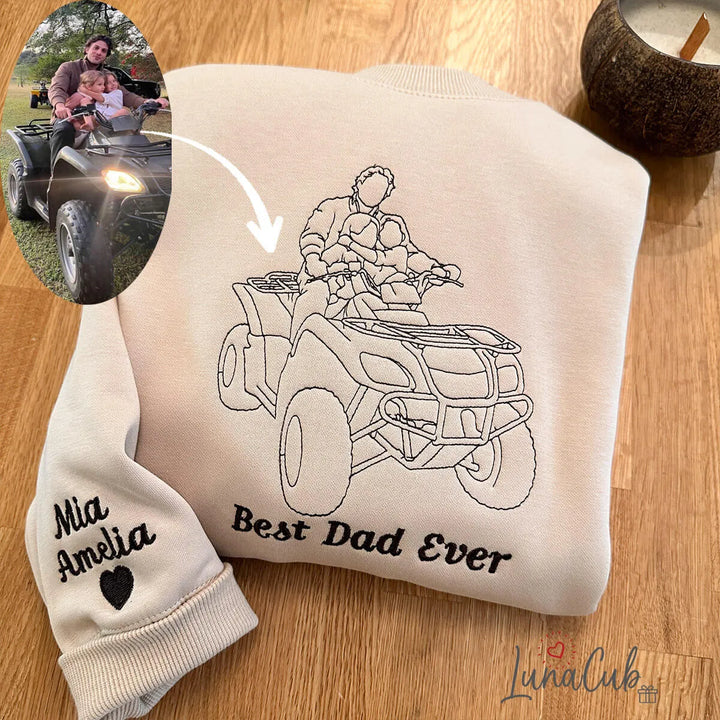 Custom Portrait Embroidered Sweatshirt – Personalized Father’s Day Gift for Dad