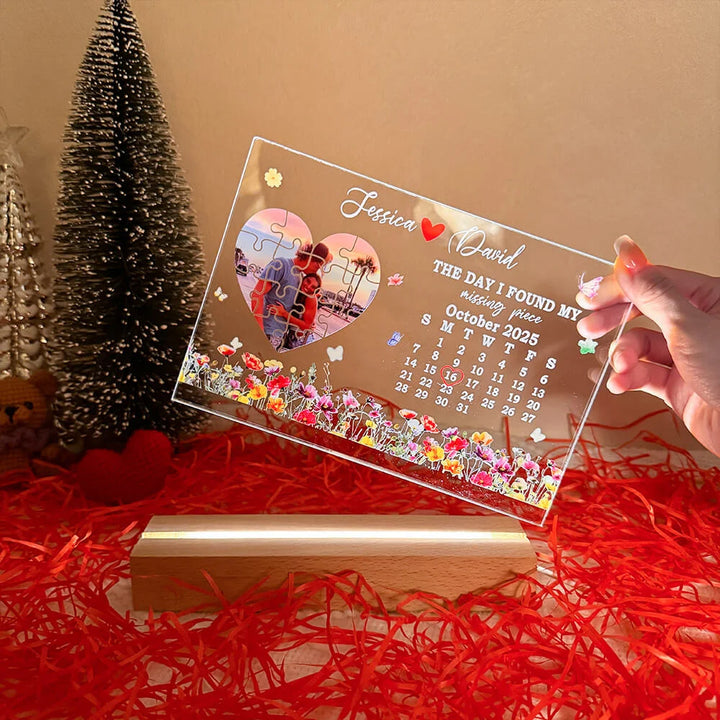 The Day I Found My Missing Piece Custom Anniversary Calendar Lamp🧩❤️
