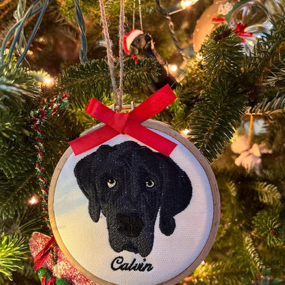Embroidered Custom Pet Portrait Ornament-Pet Lover Christmas Gift