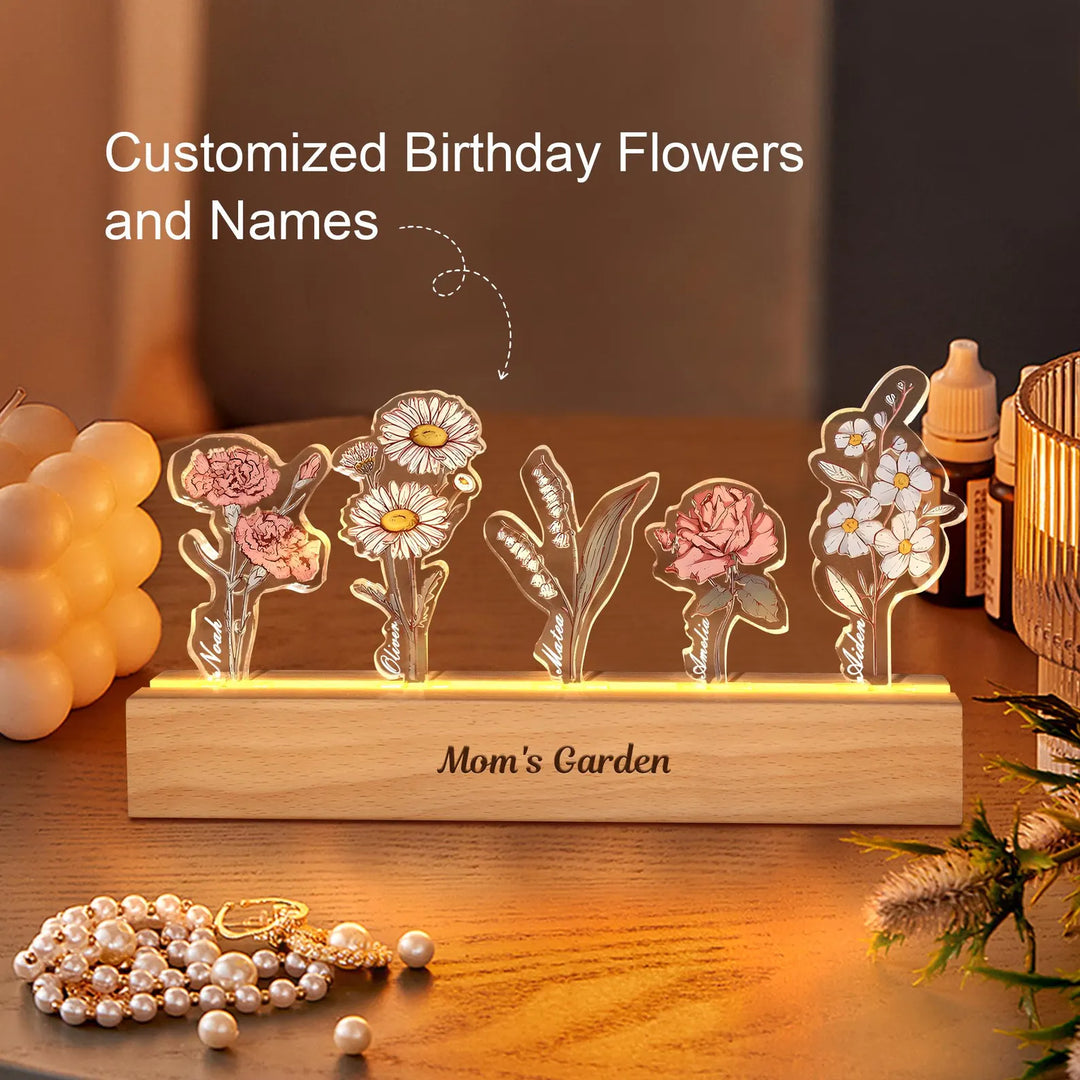 Custom Birth Month Flower LED Night Light